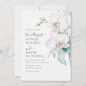 モダンでエレガントな白い蘭の写真ウェディング招待状 招待状 (正面)