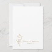 モダンでエレガントな白と金の花のウェディング 招待状 (裏面)