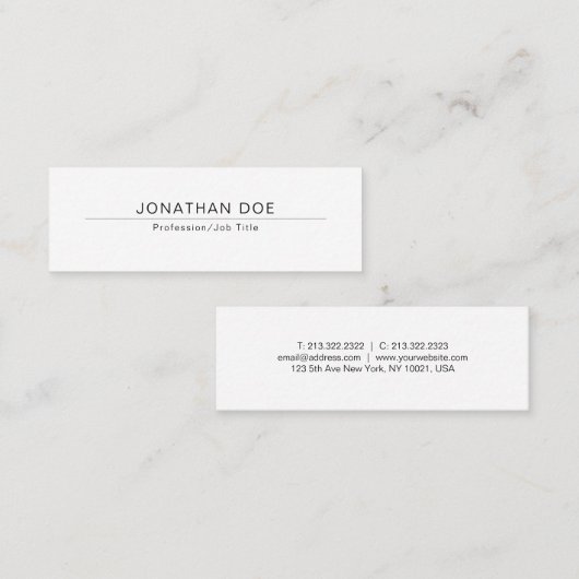 モダンでエレガントな白のお洒落なデザインのトレンディーの平野 スキニー名刺 (正面/裏面)