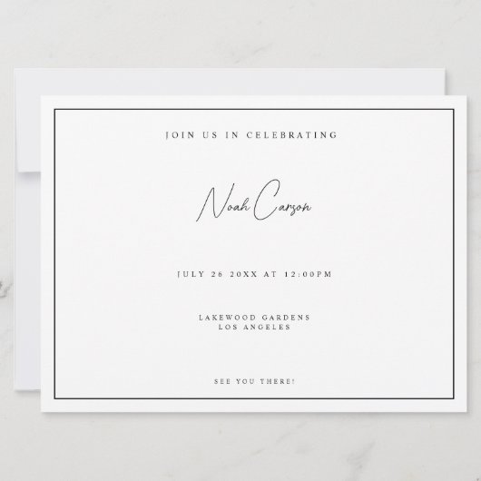 モダンでエレガントな白のバチェラーパーティーカード 招待状 (裏面)