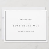 モダンでエレガントな白のバチェラーパーティーカード 招待状 (正面)