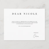 モダンでエレガントな白の花嫁介添え人提案カード セーブザデート (裏面)