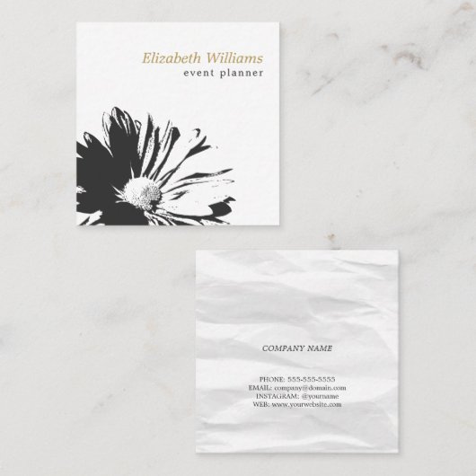 モダンでエレガントな白人の花パターン花屋 スクエア名刺 (正面/裏面)