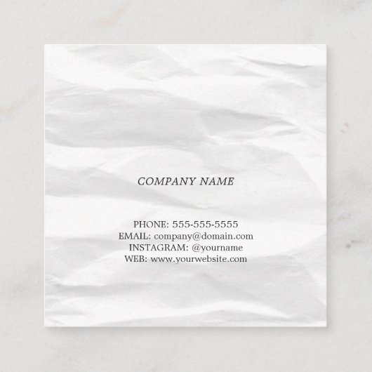 モダンでエレガントな白人の花パターン花屋 スクエア名刺 (裏面)