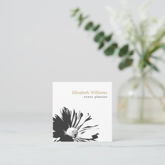 モダンでエレガントな白人の花パターン花屋 スクエア名刺 (スタンド正面)
