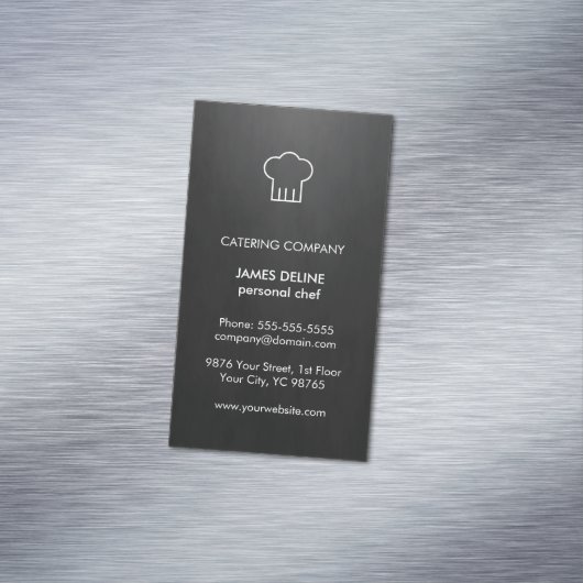 モダンでエレガントな白黒のケータリングのシェフ マグネット名刺 (インサイチュ)