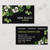 モダンでエレガントな白黒の緑の植物の花柄 名刺 (正面/裏面)