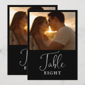 モダンでエレガントな白黒写真テーブルナンバー 招待状 (正面/裏面)