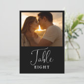 モダンでエレガントな白黒写真テーブルナンバー 招待状 (スタンド正面)