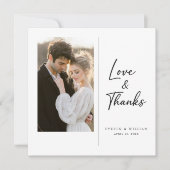 モダンでエレガントな筆記体 結婚式 写真 サンキューカード (正面)