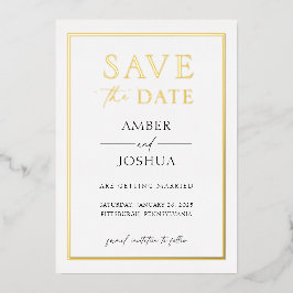 モダンでエレガントな箔押し結婚式のSave the Date 箔招待状