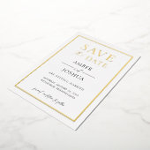 モダンでエレガントな箔押し結婚式のSave the Date 箔招待状 (回転した状態)