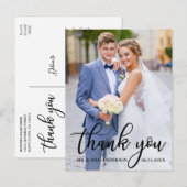 モダンでエレガントな結婚式のお礼 ウェディング ブライド グルーム フォト ポストカード (正面/裏面)