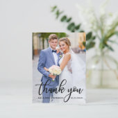 モダンでエレガントな結婚式のお礼 ウェディング ブライド グルーム フォト ポストカード (スタンド正面)