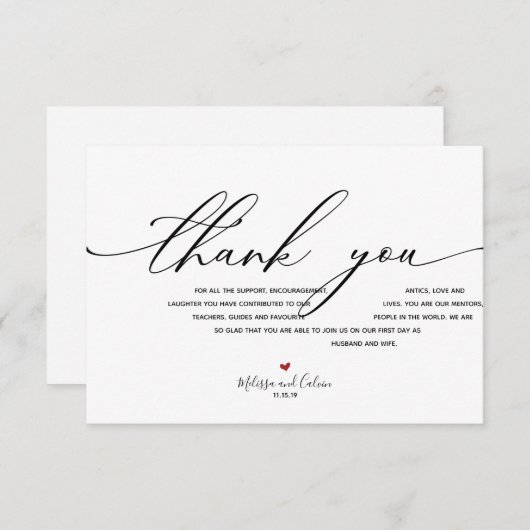 モダンでエレガントな結婚式のサンキューカード エンクロージャーカード (正面/裏面)