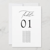 モダンでエレガントな結婚式のテーブル席案内カード (正面)