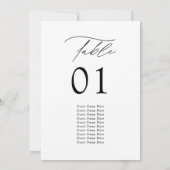 モダンでエレガントな結婚式のテーブル席案内カード (裏面)