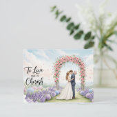 モダンでエレガントな結婚式のポストカード ポストカード (スタンド正面)