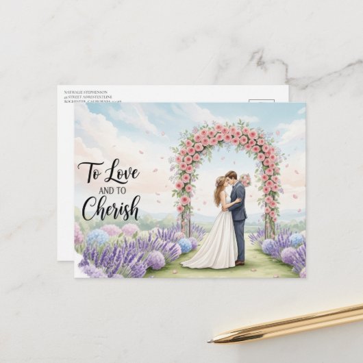 モダンでエレガントな結婚式のポストカード ポストカード (正面/裏面インサイチュ)