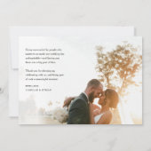 モダンでエレガントな結婚式の写真ありがとうカード サンキューカード (裏面)