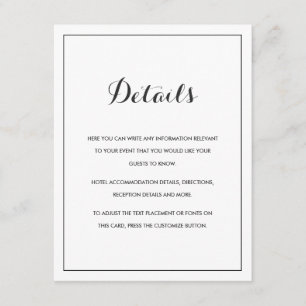 モダンでエレガントな結婚式の明細カード エンクロージャーカード