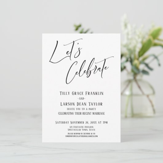 モダンでエレガントな結婚式の祝いをしよう 招待状 (スタンド正面)