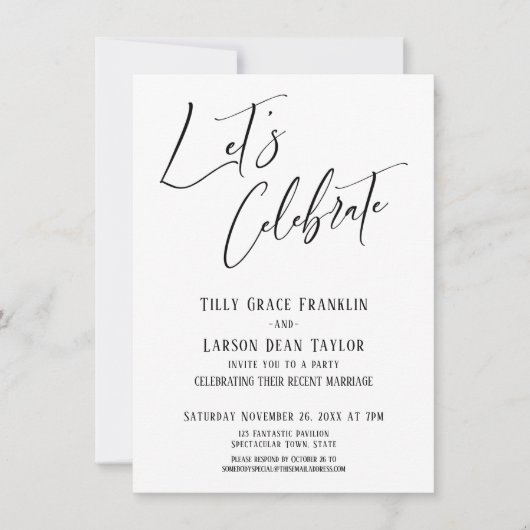 モダンでエレガントな結婚式の祝いをしよう 招待状 (正面)