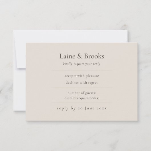 モダンでエレガントな結婚式の返信ハガキ「Taupe RSVP Card」|シンプルで洗練されたデザイ (正面)