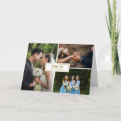 モダンでエレガントな結婚式の3枚の写真コラージュ サンキューカード (正面)