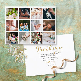 モダンでエレガントな結婚式フォトコラージュ ありがとう 案内ポストカード