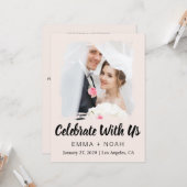 モダンでエレガントな結婚披露宴の招待状 カード (正面/裏面インサイチュ)