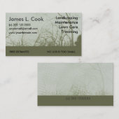 モダンでエレガントな緑に造園の芝生の心配の刈ること 名刺 (正面/裏面)