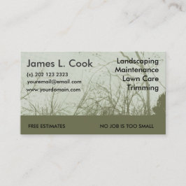 モダンでエレガントな緑に造園の芝生の心配の刈ること 名刺
