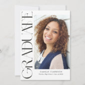 モダンでエレガントな縦型の2枚の写真を使った卒業式の案内 招待状 (正面)