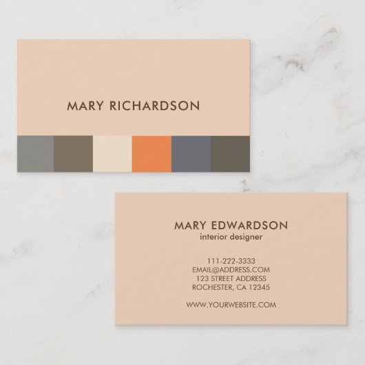 モダンでエレガントな自然色パターンプロフェッショナル 名刺 (正面/裏面)