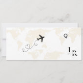 モダンでエレガントな航空券スタイルの結婚式招待状 セーブザデート (裏面)