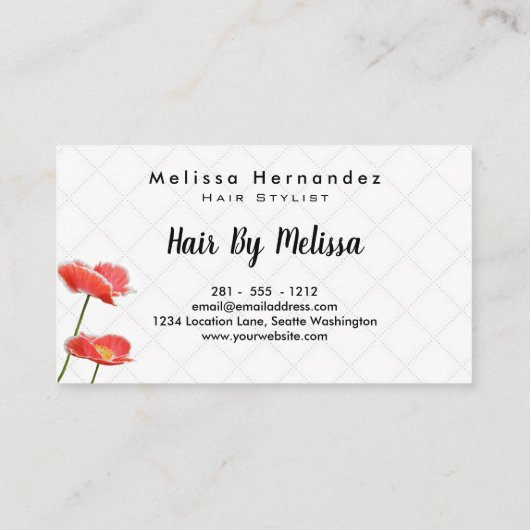 モダンでエレガントな花の専門のスタイリストの芸術家 名刺 (裏面)