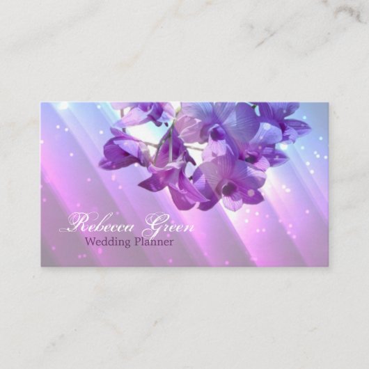 モダンでエレガントな花の薄紫の紫色の蘭 名刺 (正面)