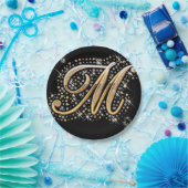 モダンでエレガントな花文字Mの   モノグラム ペーパープレート (パーティー)