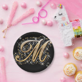 モダンでエレガントな花文字Mの   モノグラム ペーパープレート (パーティー)