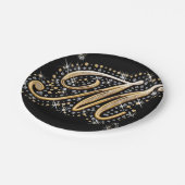 モダンでエレガントな花文字Mの   モノグラム ペーパープレート (アングル)