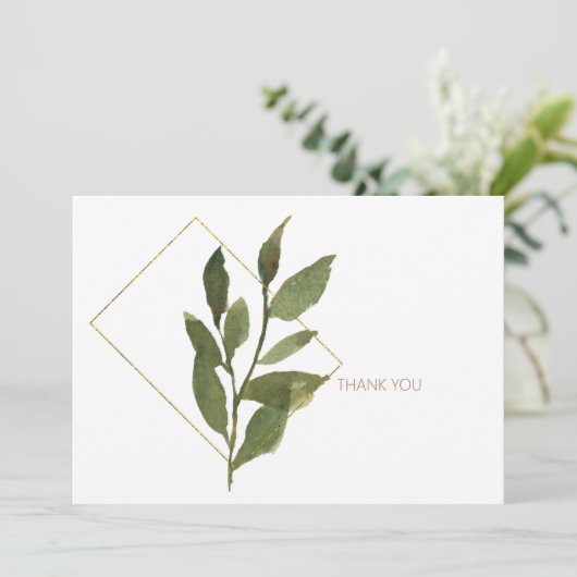 モダンでエレガントな葉のシンプルな感謝カード サンキューカード (スタンド正面)