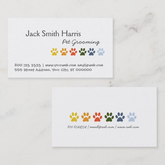 モダンでエレガントな虹のペットの足 名刺 (正面/裏面)