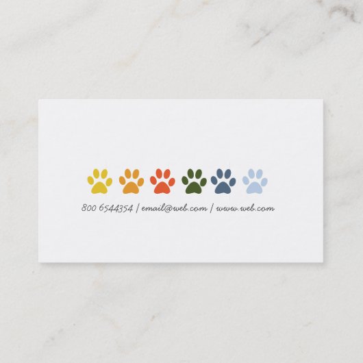 モダンでエレガントな虹のペットの足 名刺 (裏面)