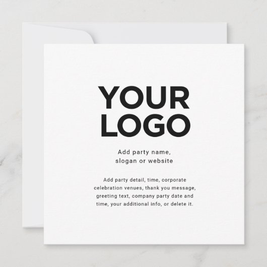 モダンでエレガントな貴社のロゴとテキストの四角形 招待状 (正面)