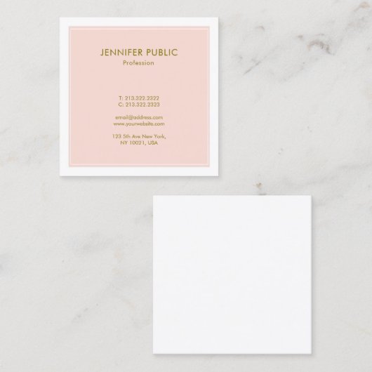 モダンでエレガントな赤面のピンクの金ゴールドのプロフェッショナルの贅沢 スクエア名刺 (正面/裏面)