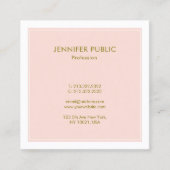 モダンでエレガントな赤面のピンクの金ゴールドのプロフェッショナルの贅沢 スクエア名刺 (正面)