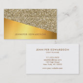 モダンでエレガントな金ゴールドのグリッターの上品のプロフェッショナル 名刺 (正面/裏面)