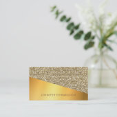 モダンでエレガントな金ゴールドのグリッターの上品のプロフェッショナル 名刺 (スタンド正面)