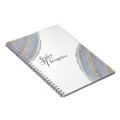 モダンでエレガントな金ゴールドのラベンダーのGeodeの瑪瑙のノート ノートブック (右側)